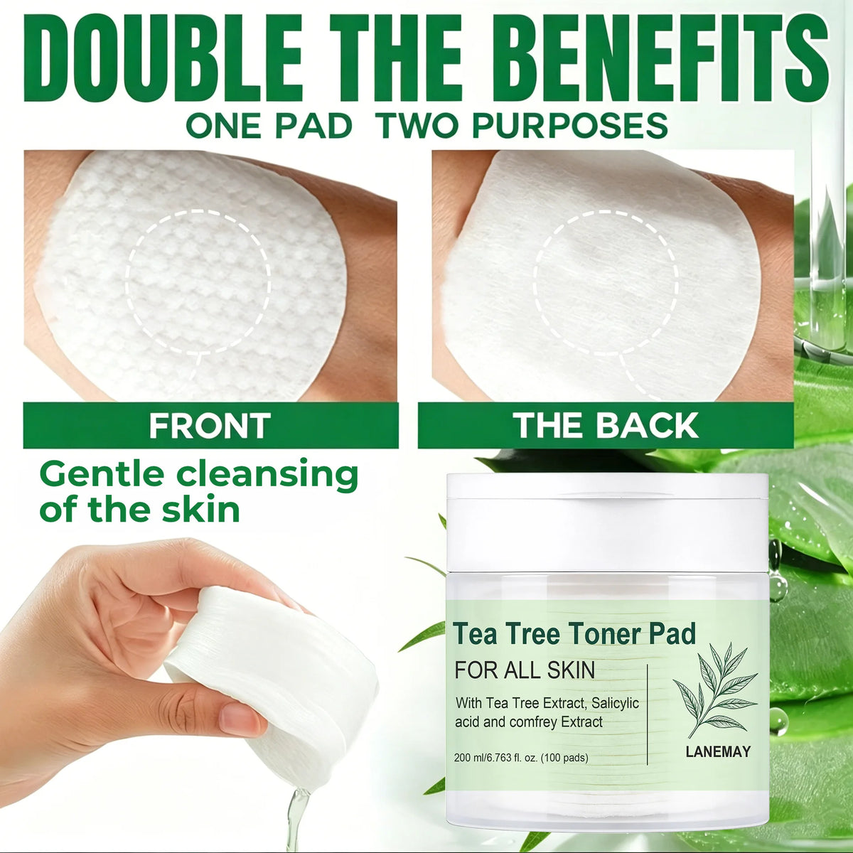 Tea Tree BHA Salicylic Acid Toner Pads – Dual-Sided Exfoliator Exfoliating Toner Pads Qst