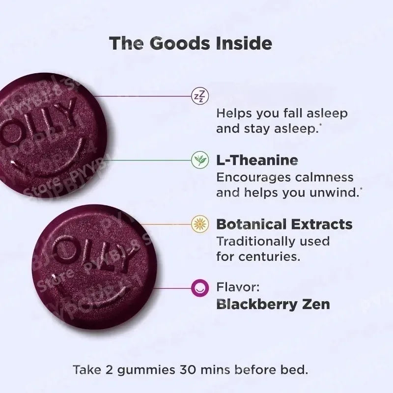Sleep Gummies L-Theanine & Botanicals – Blackberry, 60ct Sleep Supplement Gummies Qst