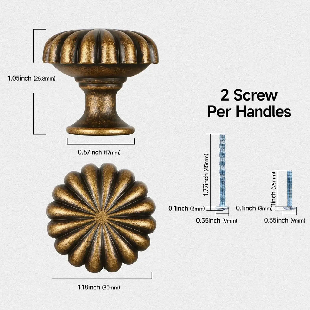 Antique Pumpkin Cabinet Knobs Set of 10 – Zinc Alloy Round Pulls Cabinet Knobs Qme