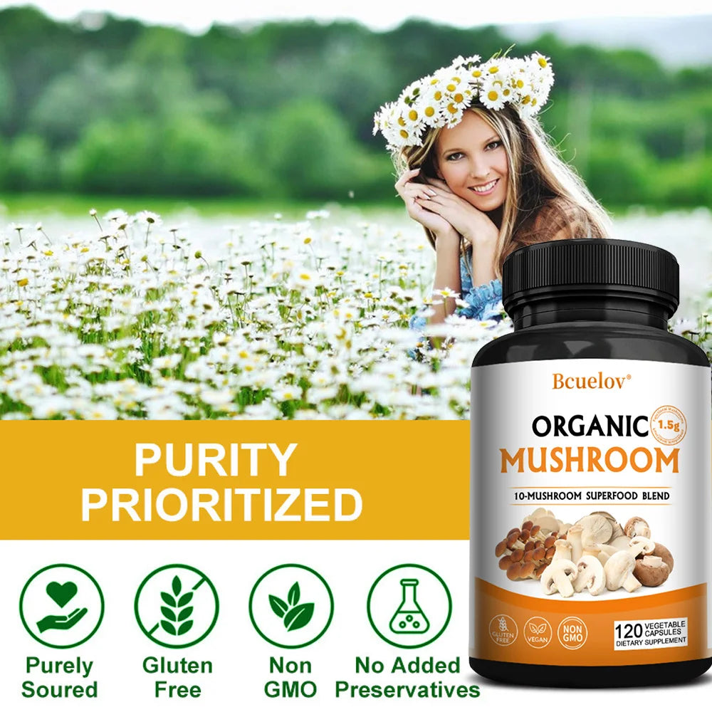 Mushroom Complex – Lion's Mane, Reishi & Cordyceps Capsules Mushroom Supplement Qst