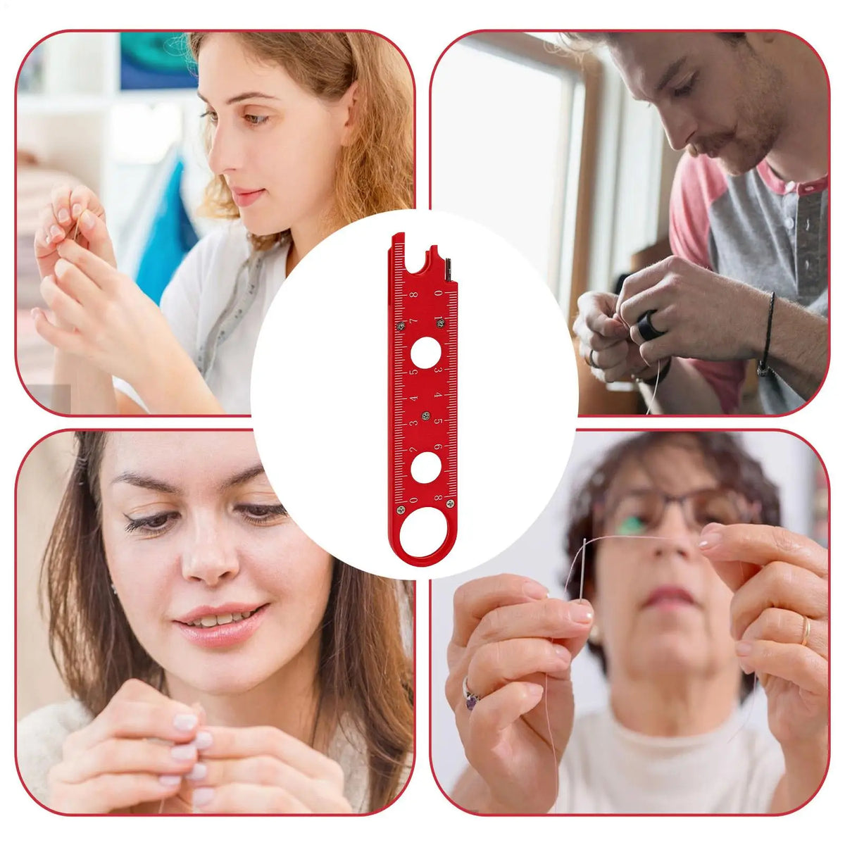 Sewing Needle Threader Tool – Anti-Slip Grip Aligning Hook Needle Threader Tool Qme