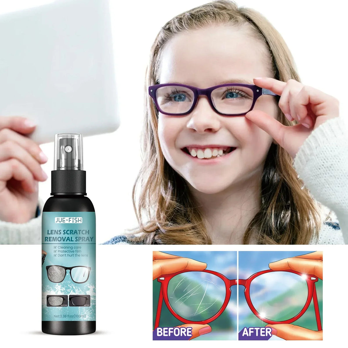 Eyeglass Lens Cleaner Spray – Removes Fingerprints, Dust & Oil Lens Cleaner Spray Qme