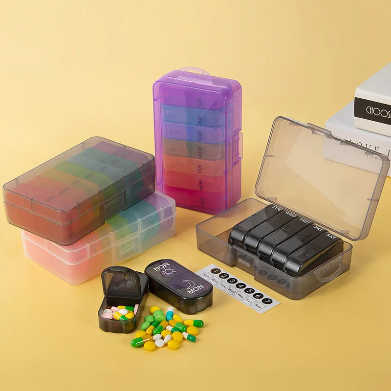 7-Day 14-Grid AM PM Pill Organizer – Portable Weekly Case Weekly Pill Organizer Qme