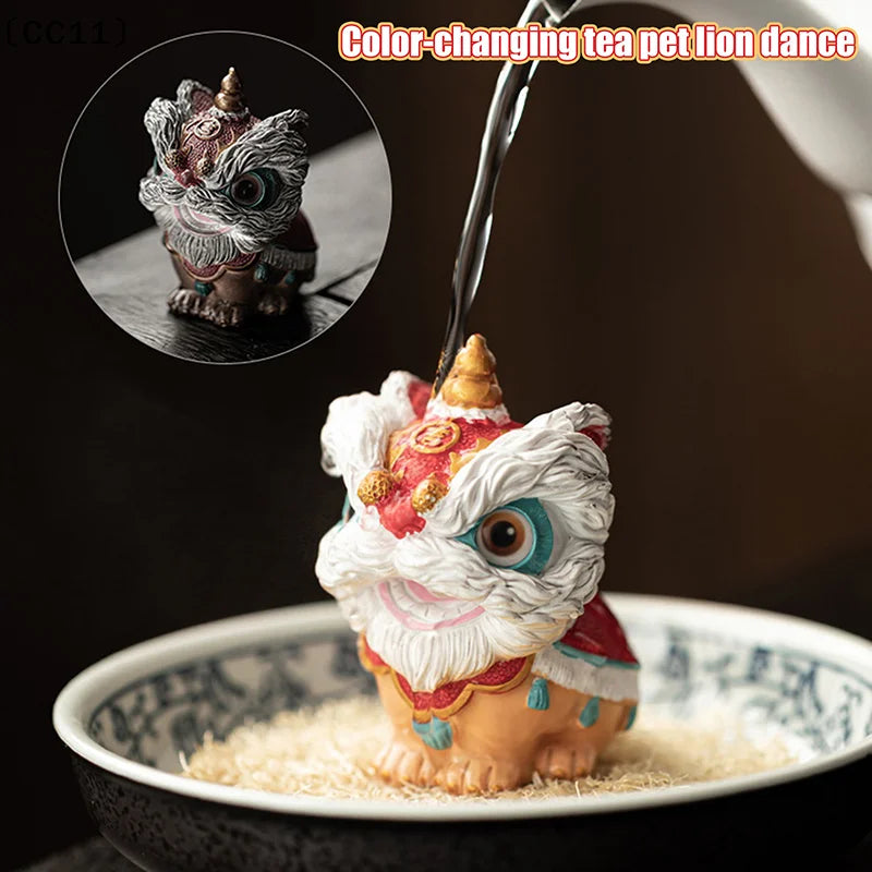 Color-Changing Lion Dance Tea Pet | Chinese Table Figurine Decorative Figurine Qme