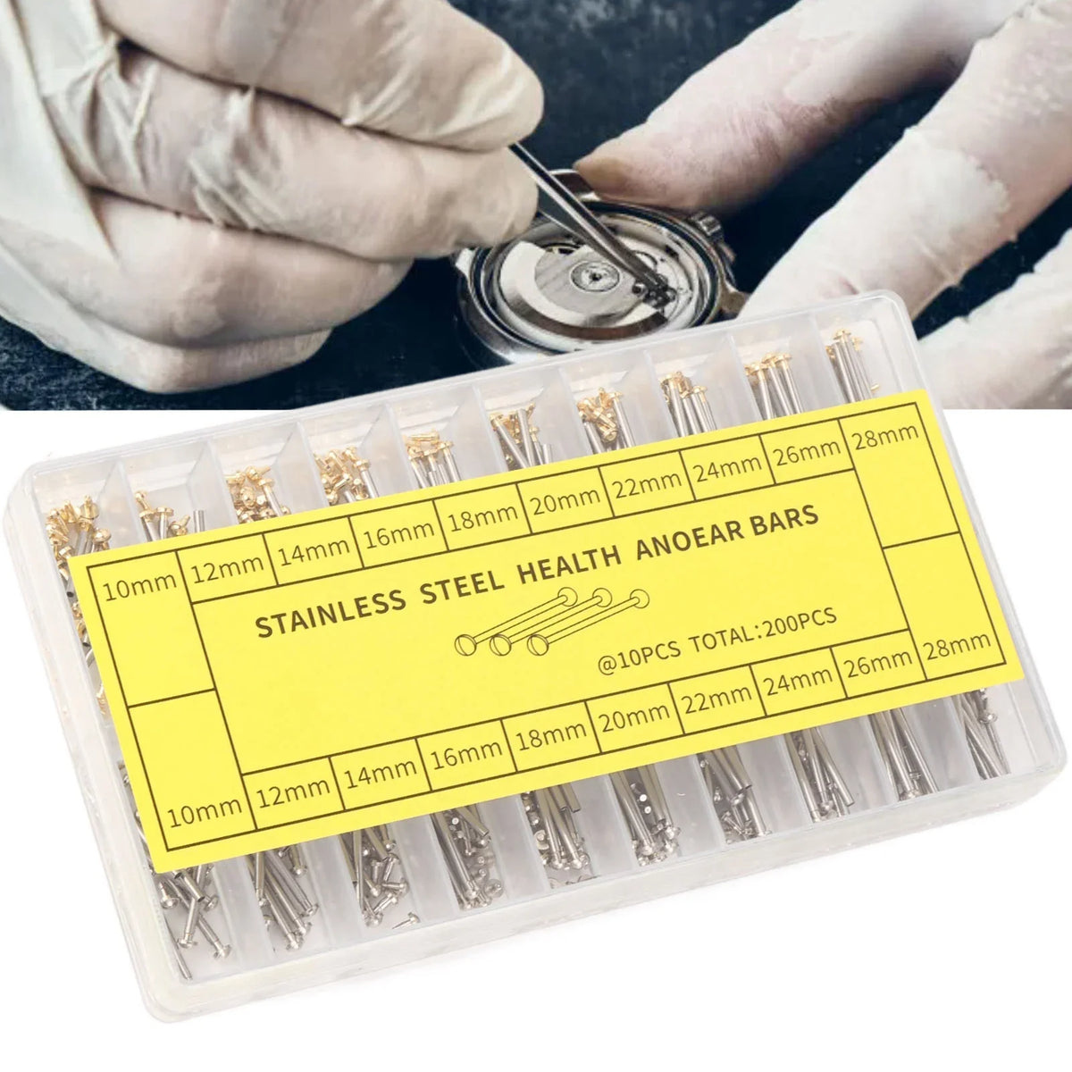 Watch Strap Screw Link Pins 200pcs Gold & Silver – 10 Sizes Watch Repair Pins Qme