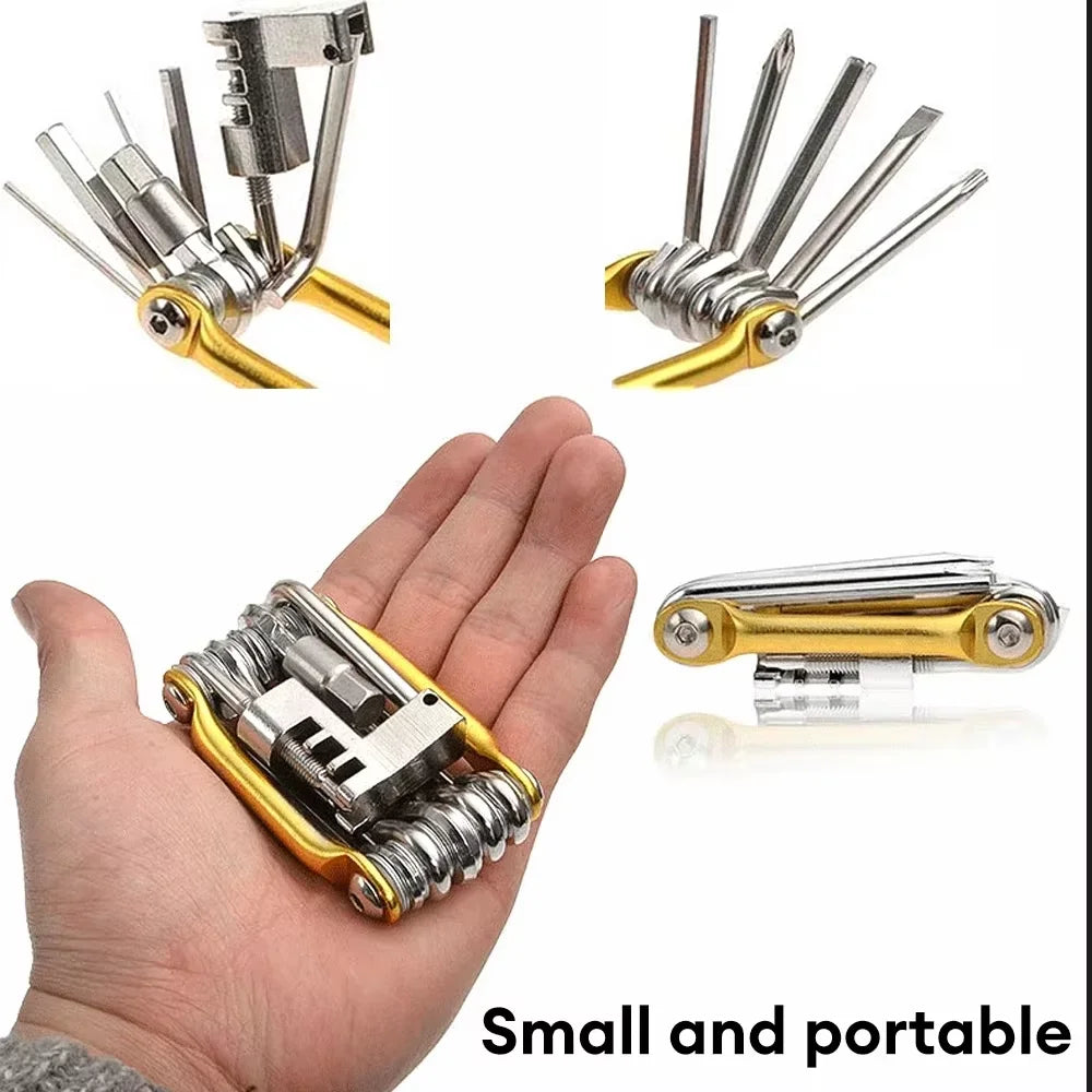 11-in-1 Bicycle Repair Tool Kit – Hex, Chain & Screwdriver Bicycle Multi-Tool Qst