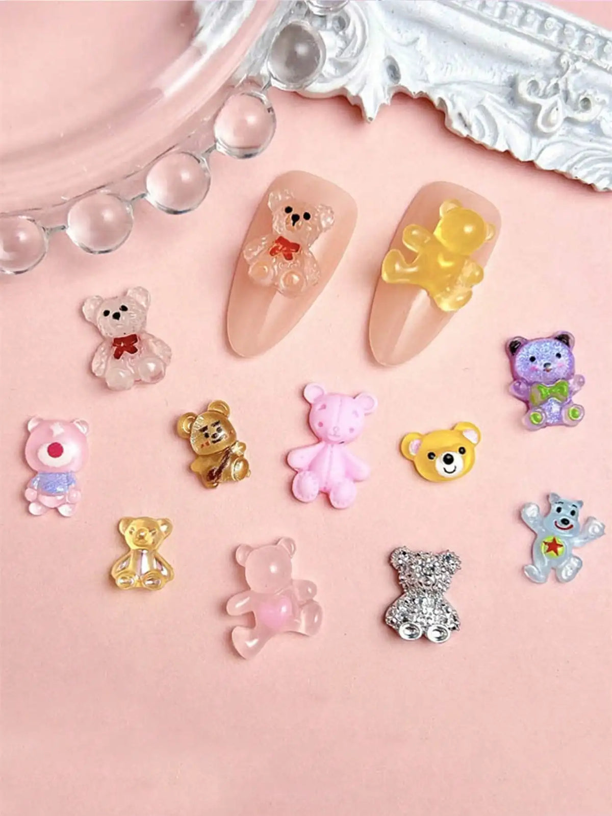 50-Pack Miniature Resin Charms – Cute Bear & Rabbit DIY Figures Resin Craft Charms Qme