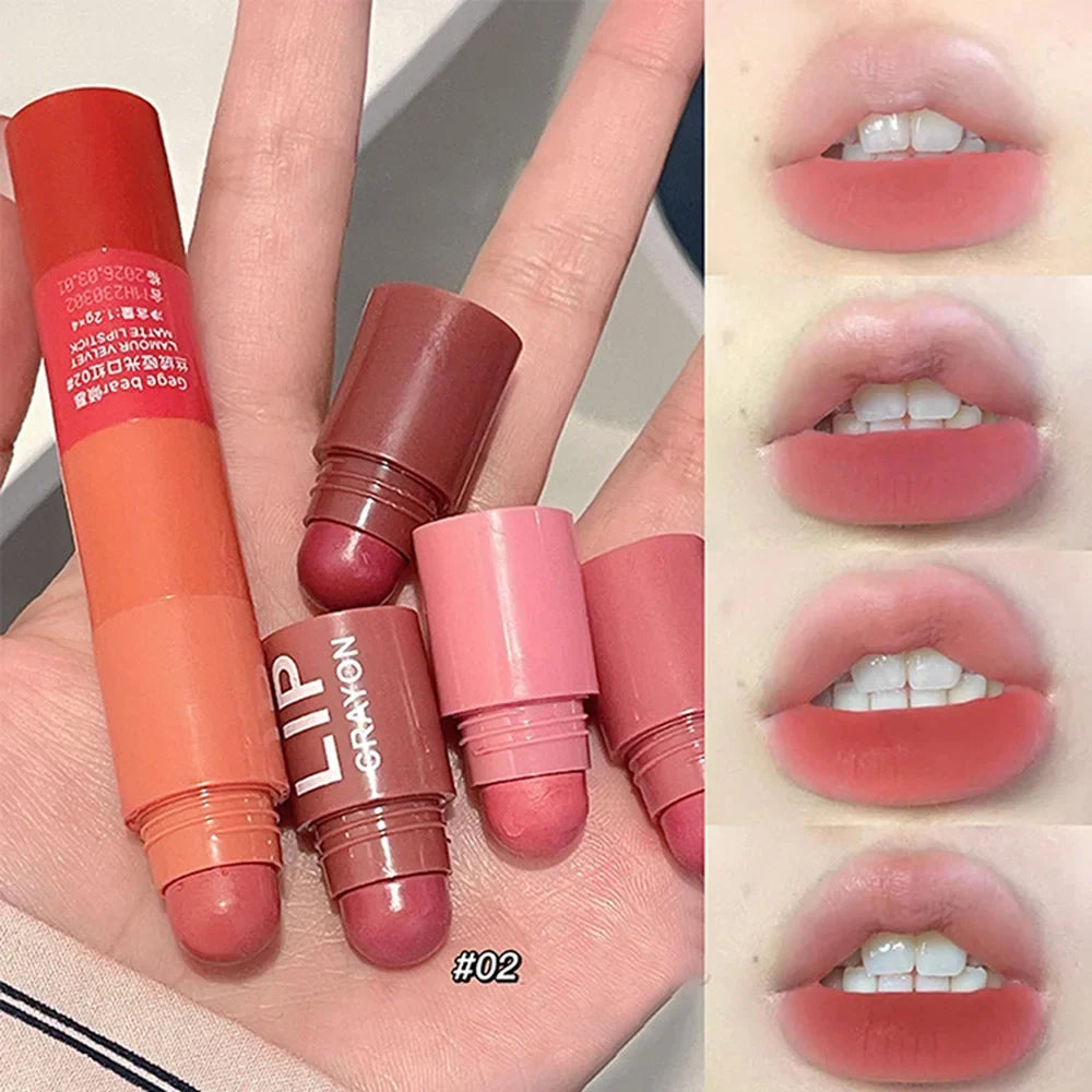 Velvet Matte Crayon Lipstick – Long-Wear Pink & Red Matte Crayon Lipstick Qme