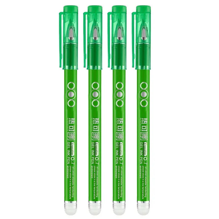 Heat Erasable Gel Pens 0.7mm Bullet Nib | 4-Color Set Erasable Gel Pens Qme 4pcs (green)