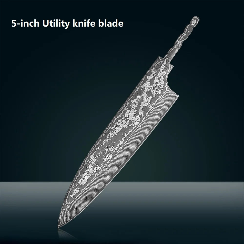 F.YOUNG 67-Layer Damascus Steel Knife Blank Blade – DIY Full Tang Knife Blank Blade Qst 5 inch Utility
