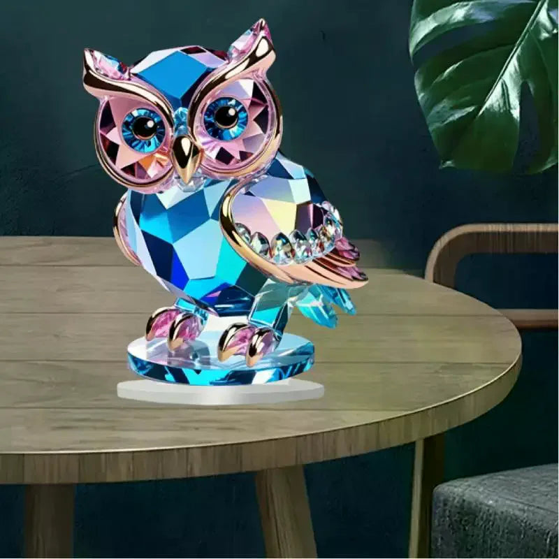 Crystal Acrylic Owl Desktop Figurine | Animal Home Décor Desktop Figurine Qme