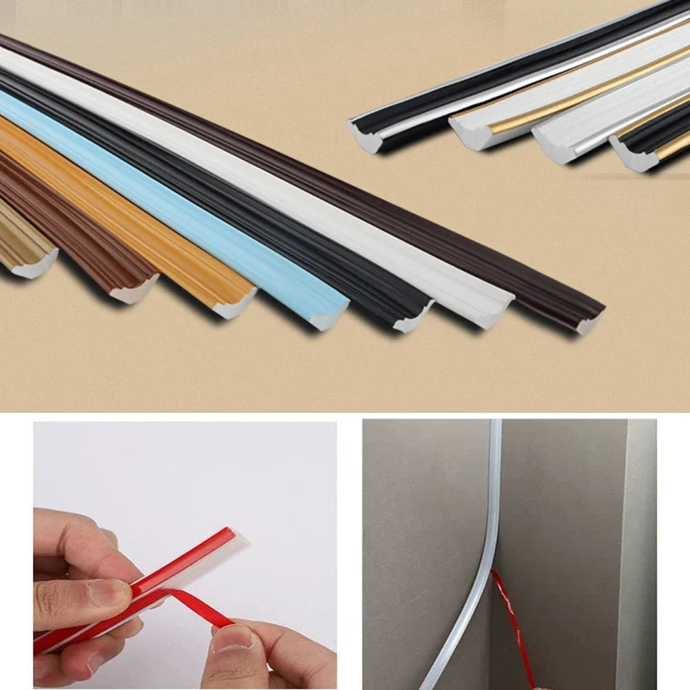 Self-Adhesive PVC Wall Trim Skirting Strip – 1M Tile Edge Wall Trim Strip Qme
