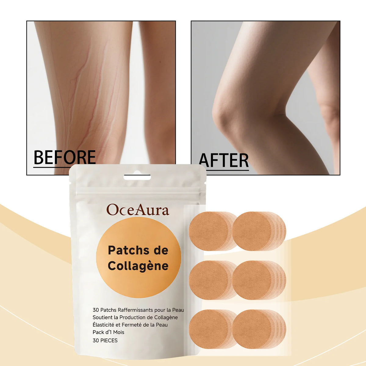 OceAura Collagen Hydrating Skin Patches 30pcs – Overnight Collagen Skin Patches Qst