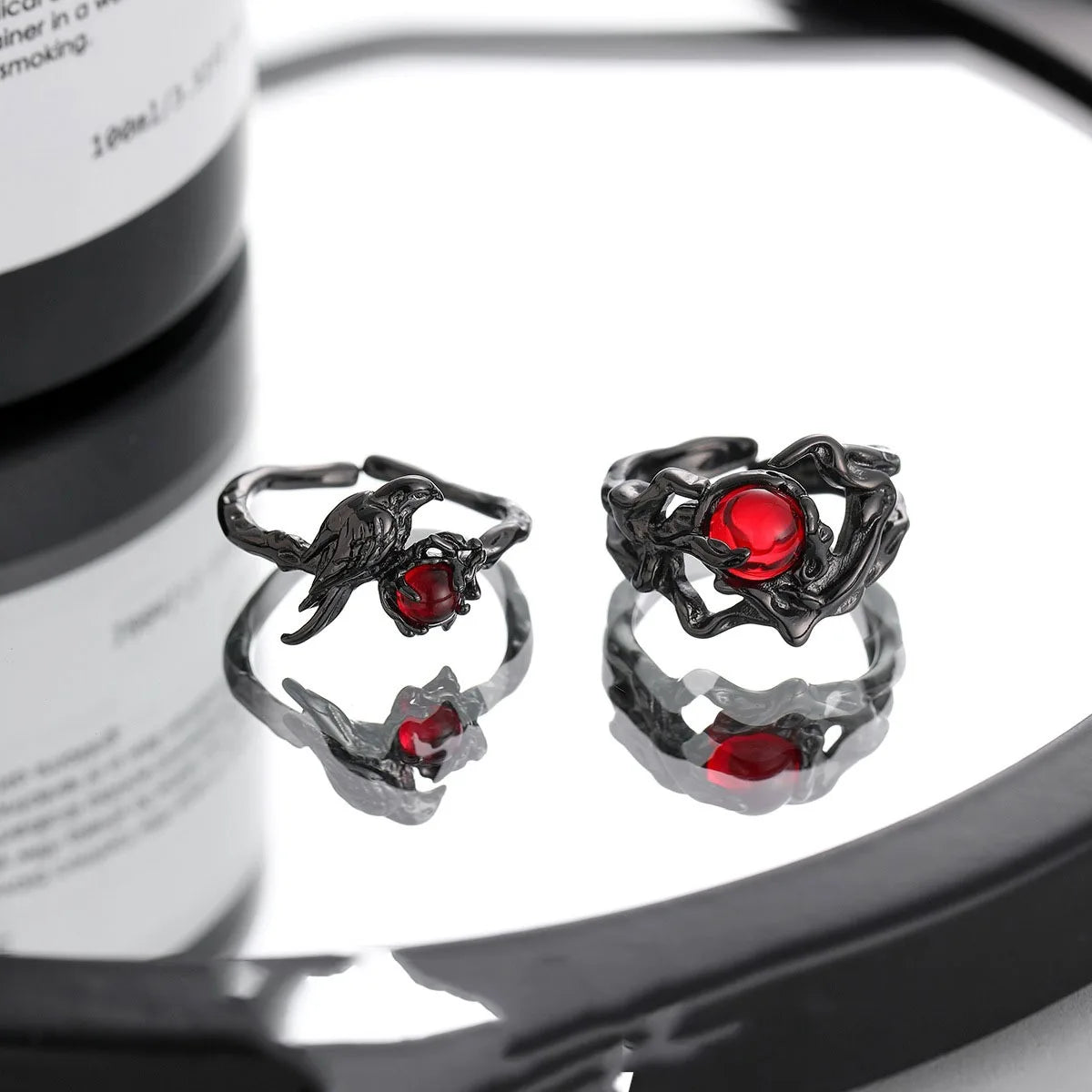 Retro Crow Ring – Unisex Gothic Adjustable Dark Metal Band Gothic Adjustable Ring Qme