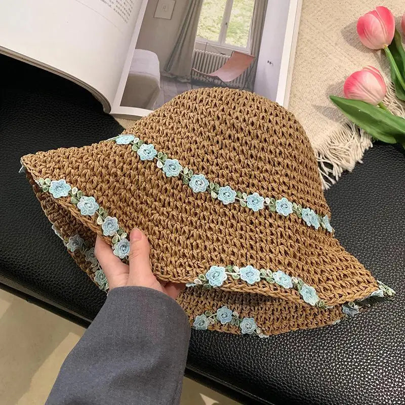 Women's Foldable Crochet Hollow-Out Sun Hat – Beach Bucket Hat Crochet Sun Hat Qst D