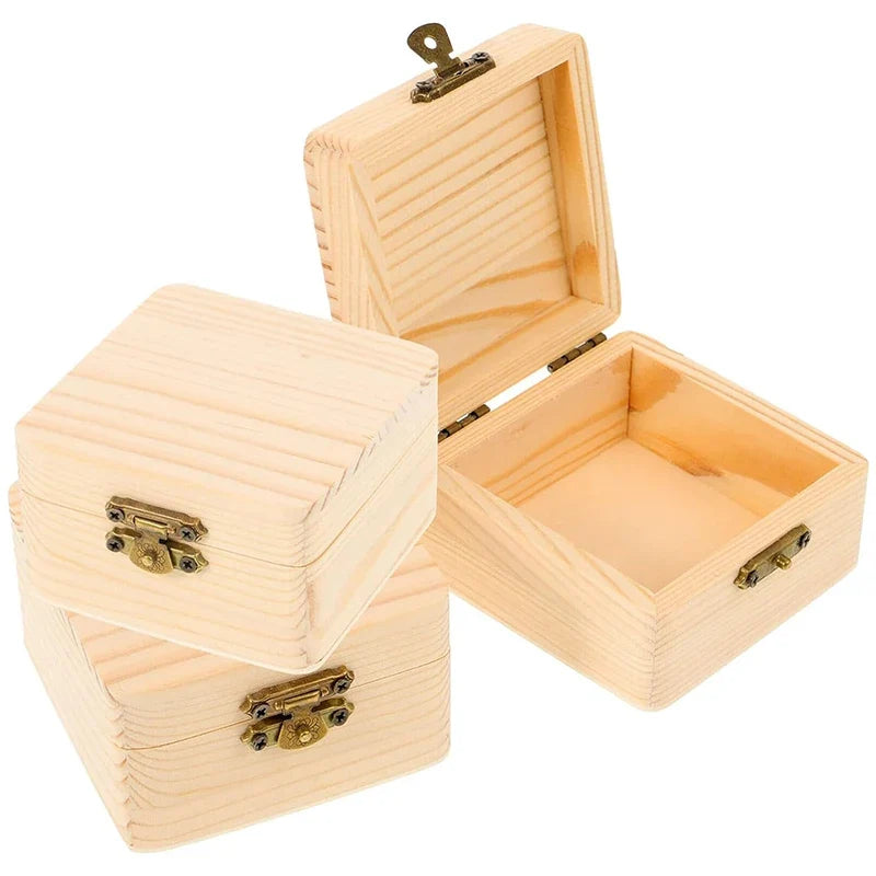 Natural Wooden Storage Box 8x8cm | Home Organizer & Gift Box Wooden Storage Box Qme