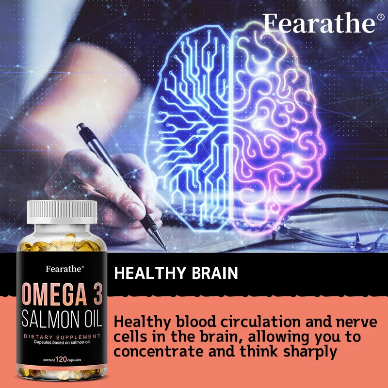Omega 3 Fish Oil Capsules – Pure Salmon Oil EPA & DHA Fish Oil Supplement Qst