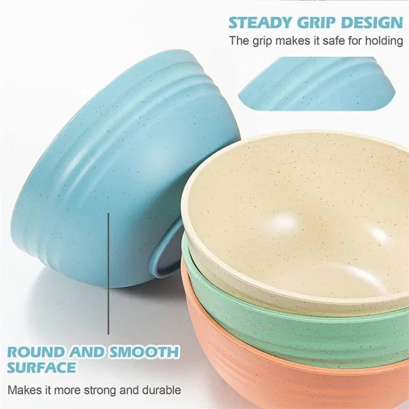4-Piece Non-Breakable Wheat Straw Cereal Bowls | Reusable Set Cereal Bowl Set Qme