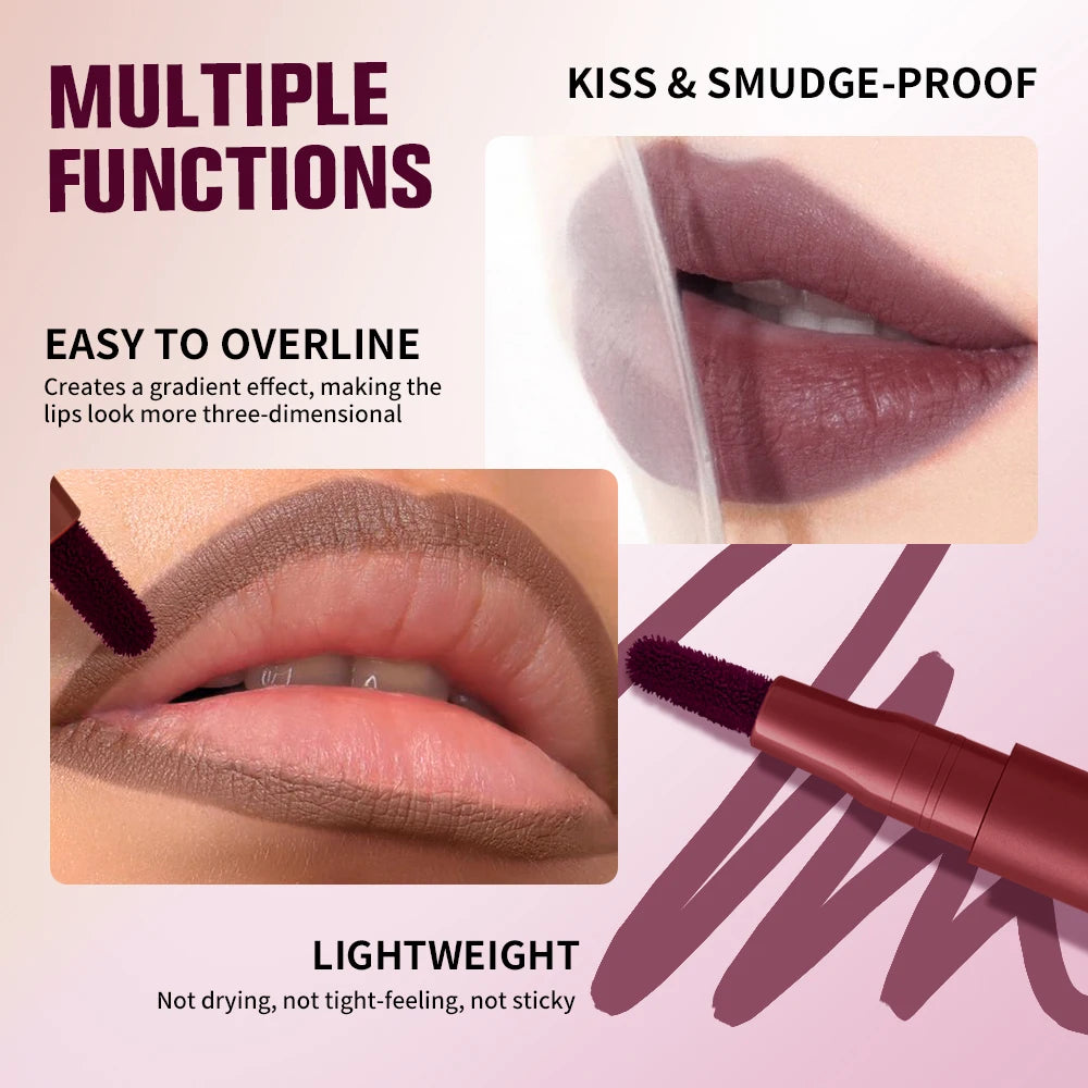 Lakerain Double-Ended Lip Tint & Liner Pen – Matte Nude Lip Liner Pen Qst