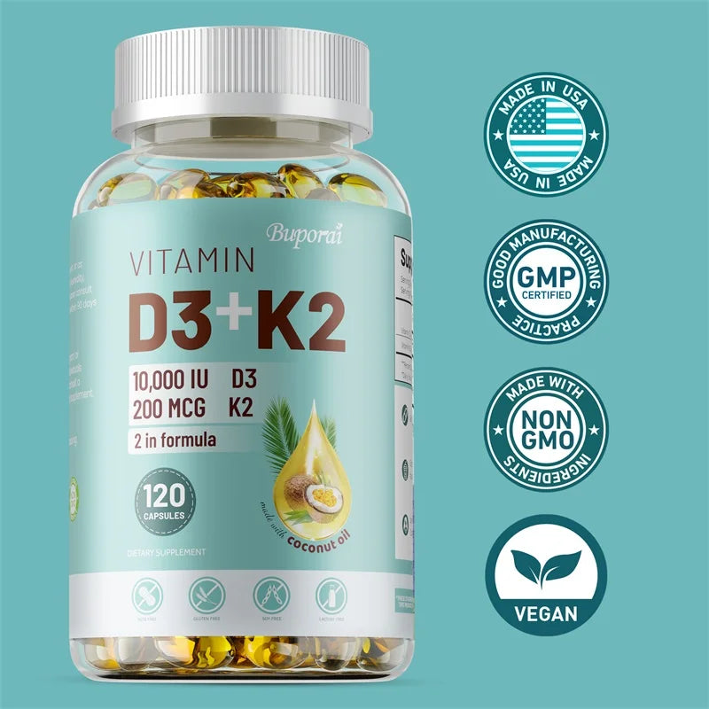 Vitamin D3 & K2 Supplement – Bone, Heart & Immune Support Vitamin Supplement Qst