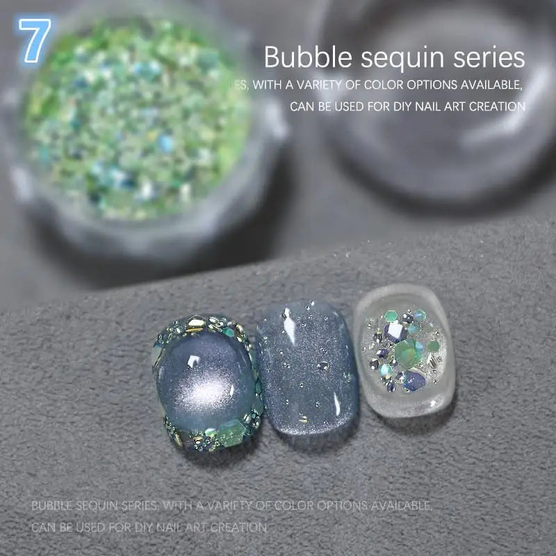 Hexagonal Glitter Sequin Nail Art Jar – Bubble & Mixed Glitter Nail Art Glitter Qst 7