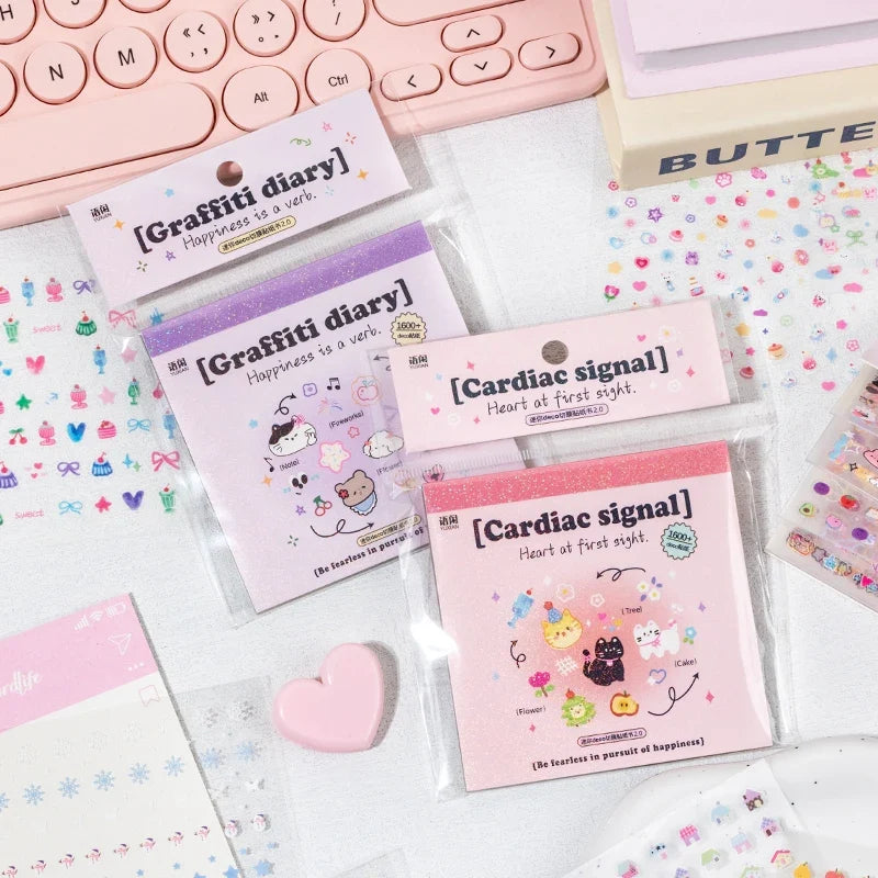 Kawaii Cartoon Sticker Book – DIY Diary & Collage Handbook DIY Sticker Book Qme