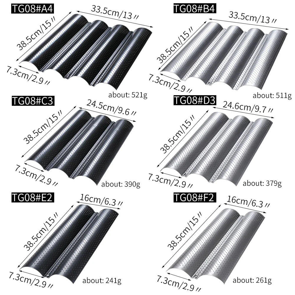 Nonstick Perforated Carbon Steel Baguette Pan – French Bread Mold Baguette Baking Pan Qst