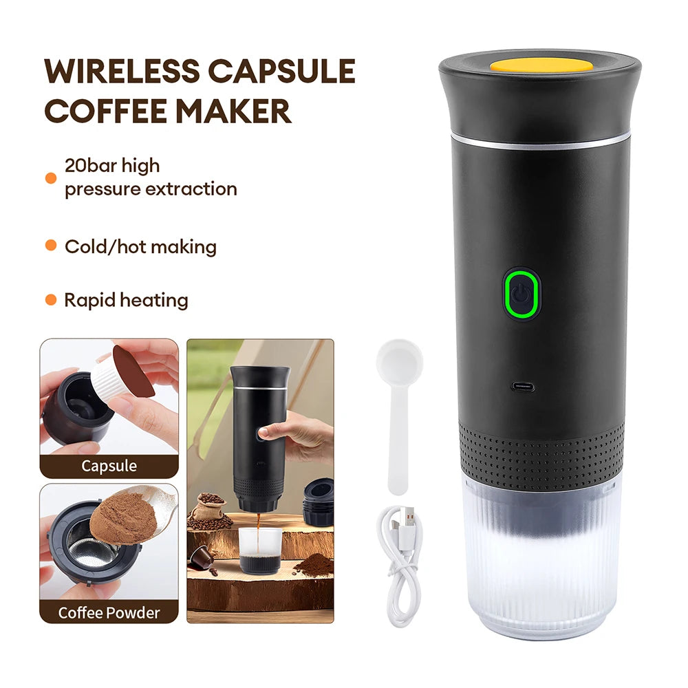 3-in-1 Wireless Portable Capsule Espresso Coffee Maker Portable Espresso Maker Qst
