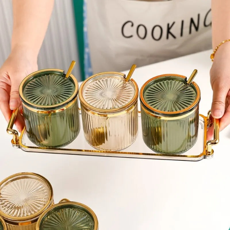 Seasoning Jar with Spoon – Kitchen Spice Storage Bottle Set Spice Storage Jar Qme