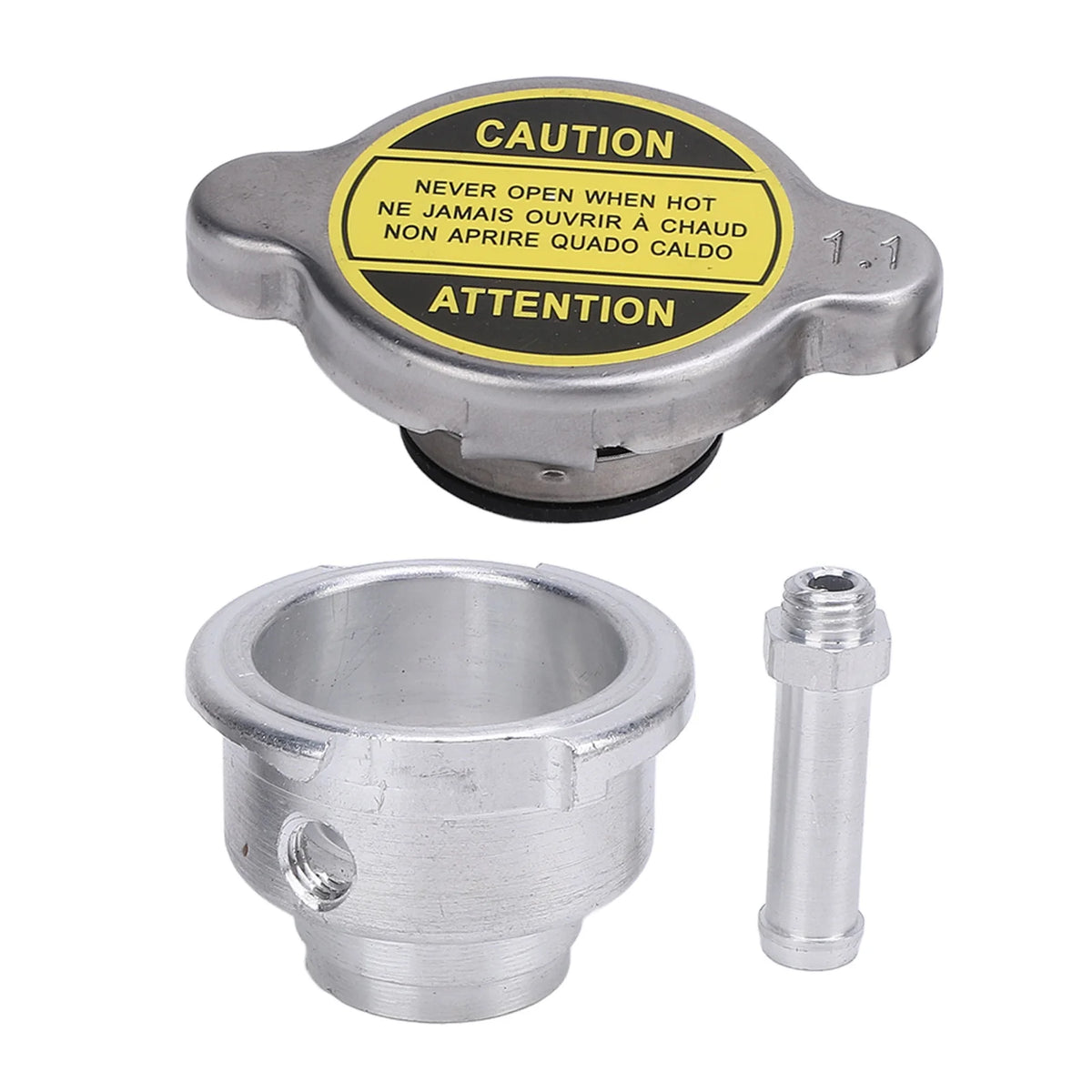Weld-On Radiator Filler Neck 30mm Aluminum + 1.1 Bar Cap Radiator Filler Neck Qst 30mm