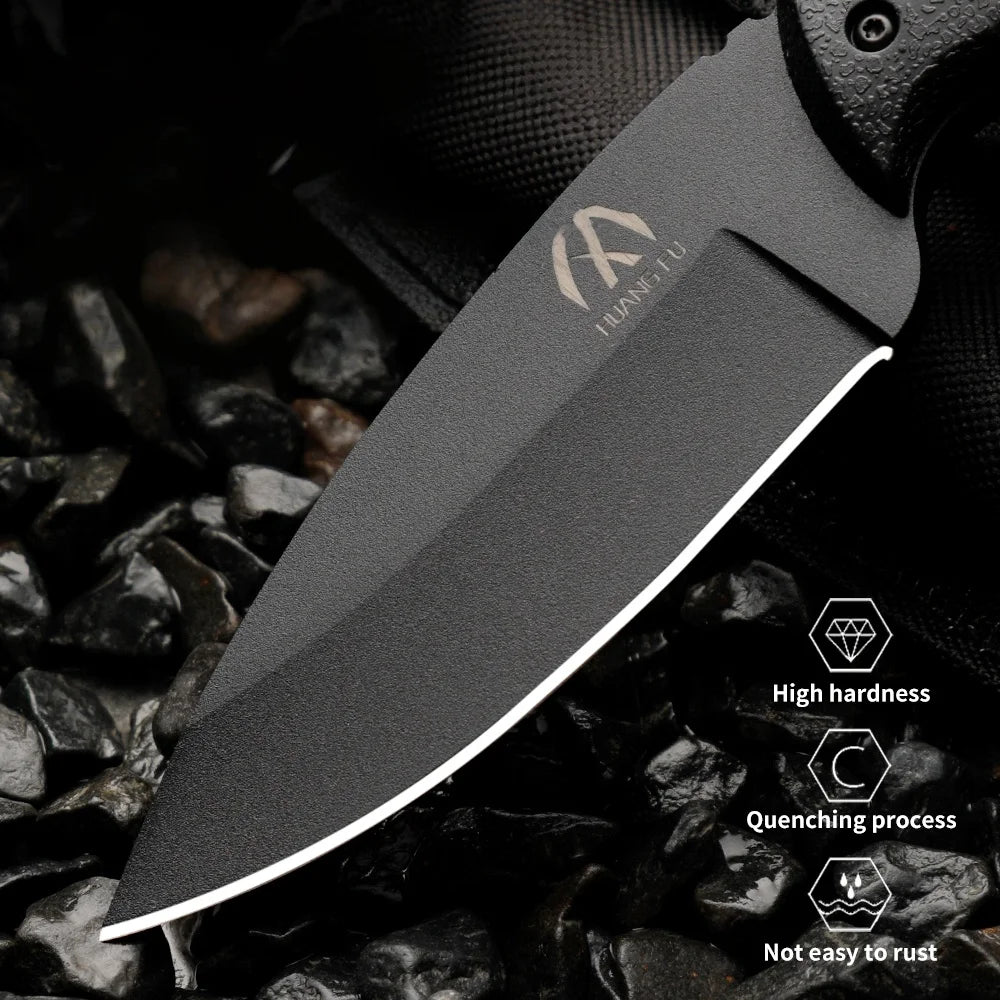 HUANGFU Straight Knife with Sheath | Steel Blade Outdoor Knife Fixed Blade Knife Qst