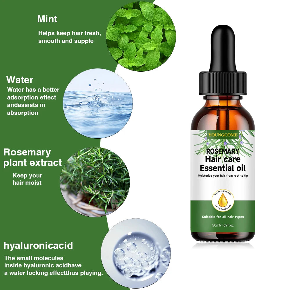 YOUNGCOME Rosemary Hair Oil – Nourish, Repair & Smooth Frizz Hair Care Oil Qst