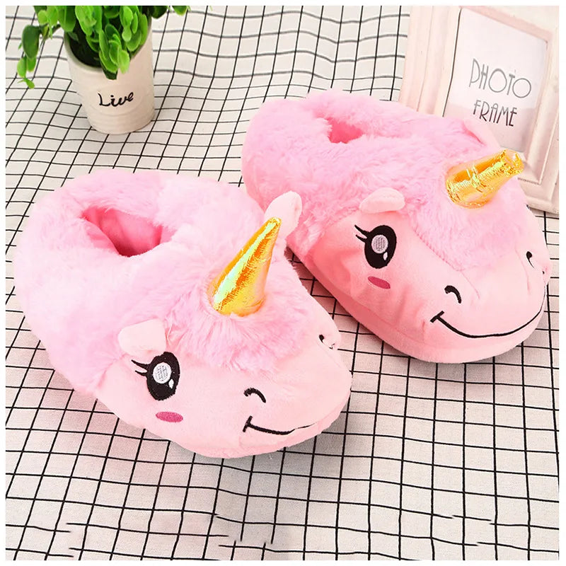 Women's Unicorn Plush Slippers – Cozy Winter House Shoes Women's House Slippers Qst