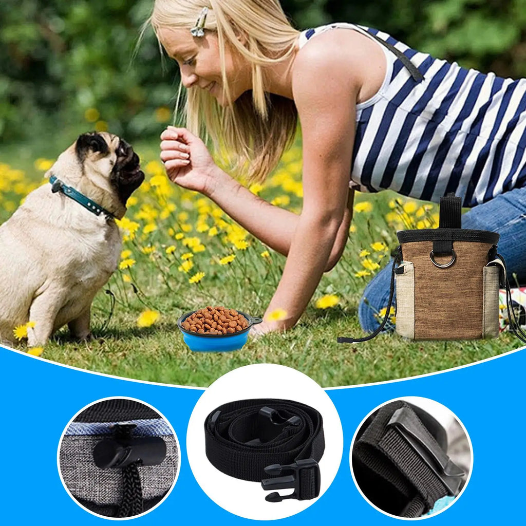 Dog Training Treat Pouch with Folding Bowl – Large Capacity Dog Training Pouch Qme