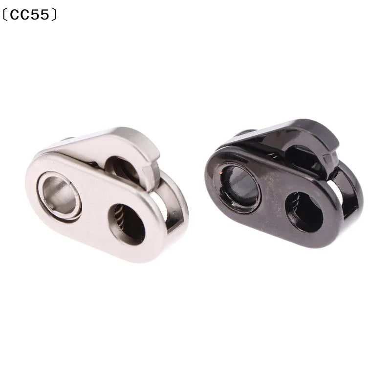 10Pcs Metal Spring Cord Lock Double Hole Stopper Buckle for DIY Cord Lock Buckle Qst