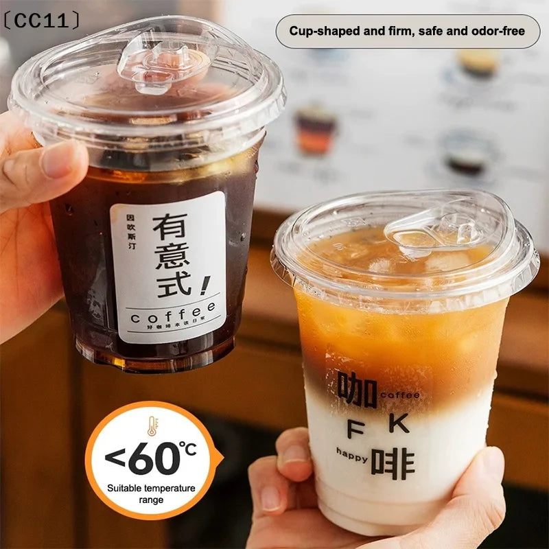 Disposable Transparent Cup Lids – Coffee, Milk Tea & Smoothies Disposable Cup Lids Qme