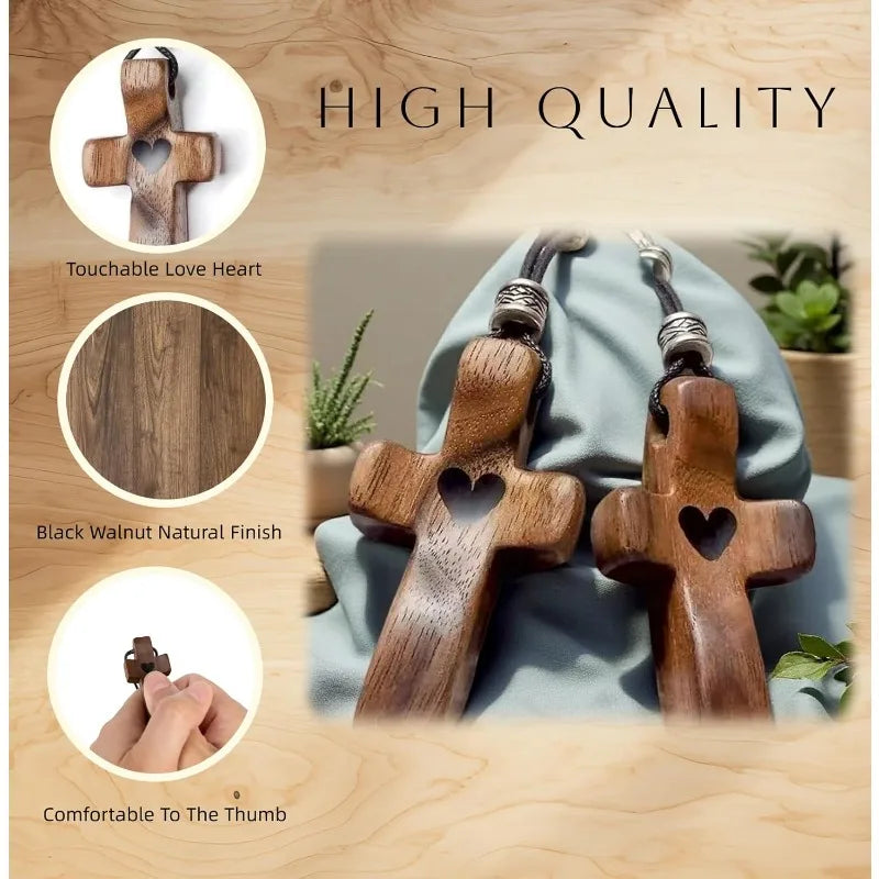 Handheld Olive Wood Cross – Elegant Wooden Decor & Gift Wooden Keepsake Cross Qme