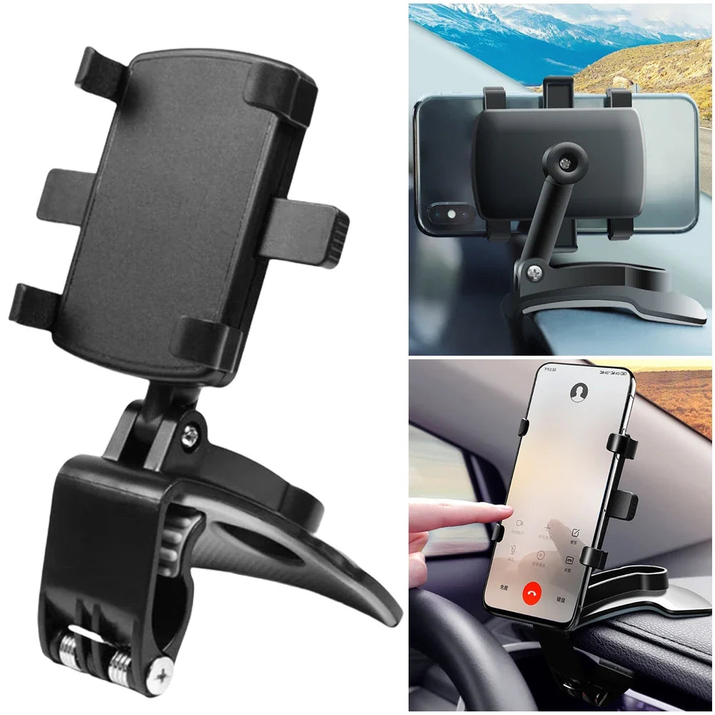 360° Car Phone Holder – Universal GPS Dashboard Clip Mount Car Phone Mount Qme