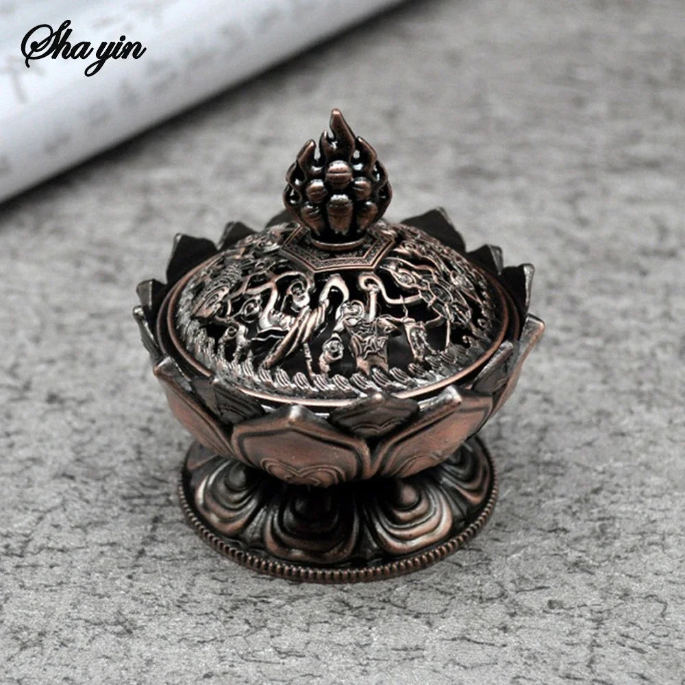Lotus Flower Brass Incense Burner – Mini Buddha Censer Incense Burner Qme