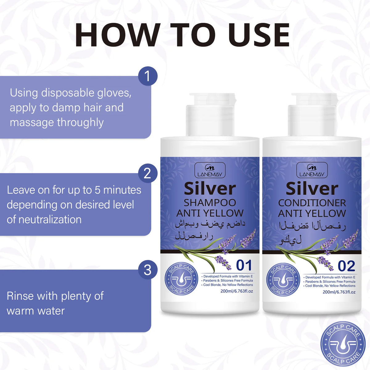 Silver Anti-Yellow Shampoo & Conditioner Set | Cool Blonde Tones Toning Hair Care Set Qst