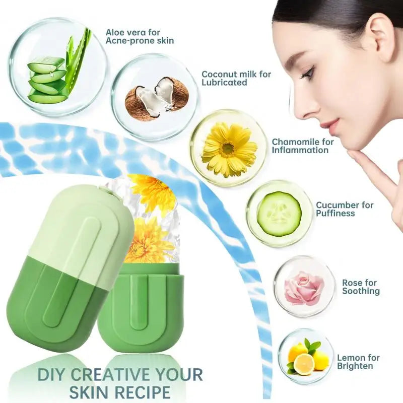 Silicone Ice Roller Facial Cooling & Firming Massage Tool Facial Ice Roller Qme