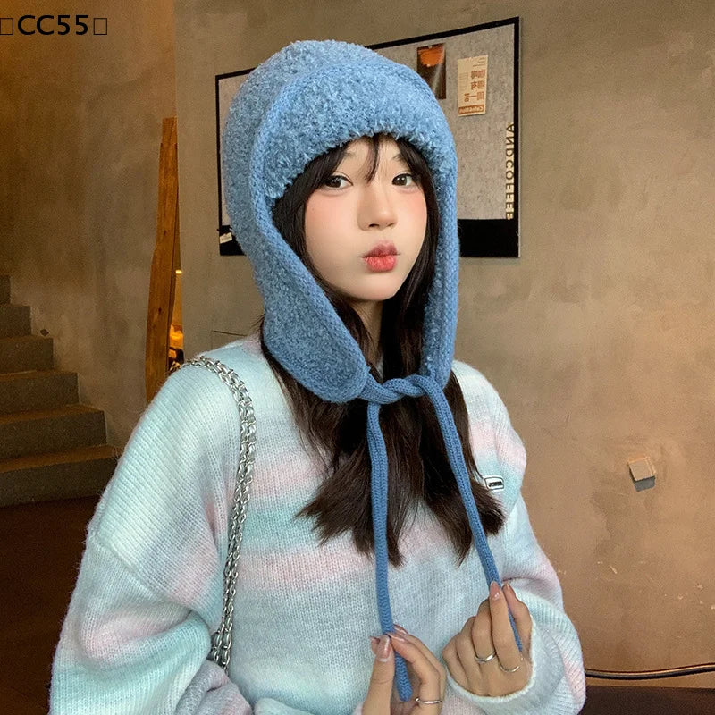 Women's Knitted Ear Flap Hat – Warm Winter Lei Feng Style Knitted Ear Flap Hat Qst