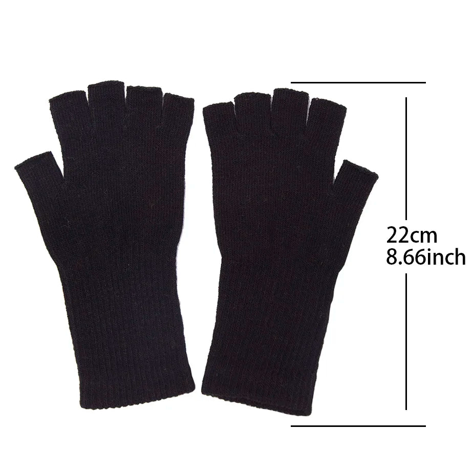 Long Fingerless Knitted Gloves – Warm Stretch Arm Warmers Fingerless Knitted Gloves Qme