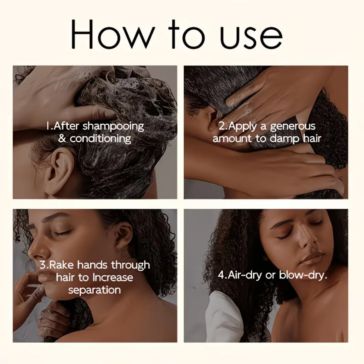 Collagen Leave-In Hair Cream | Air Dry, Frizz-Free & Shiny Leave-In Hair Cream Qme