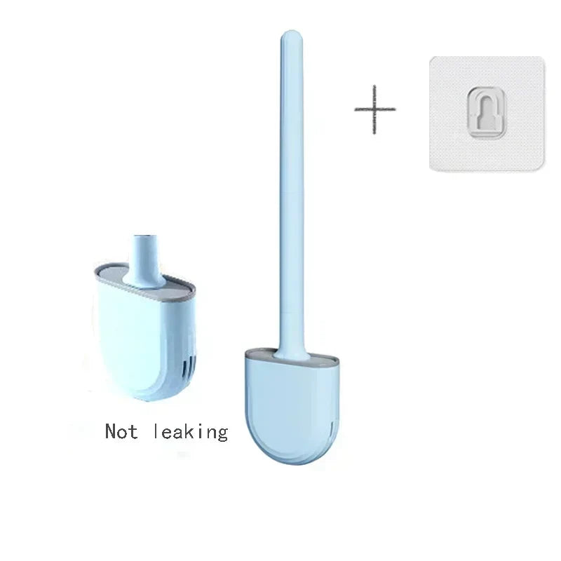 Wall Mounted Silicone Toilet Brush – Flexible Flat Head Silicone Toilet Brush Qme Blue