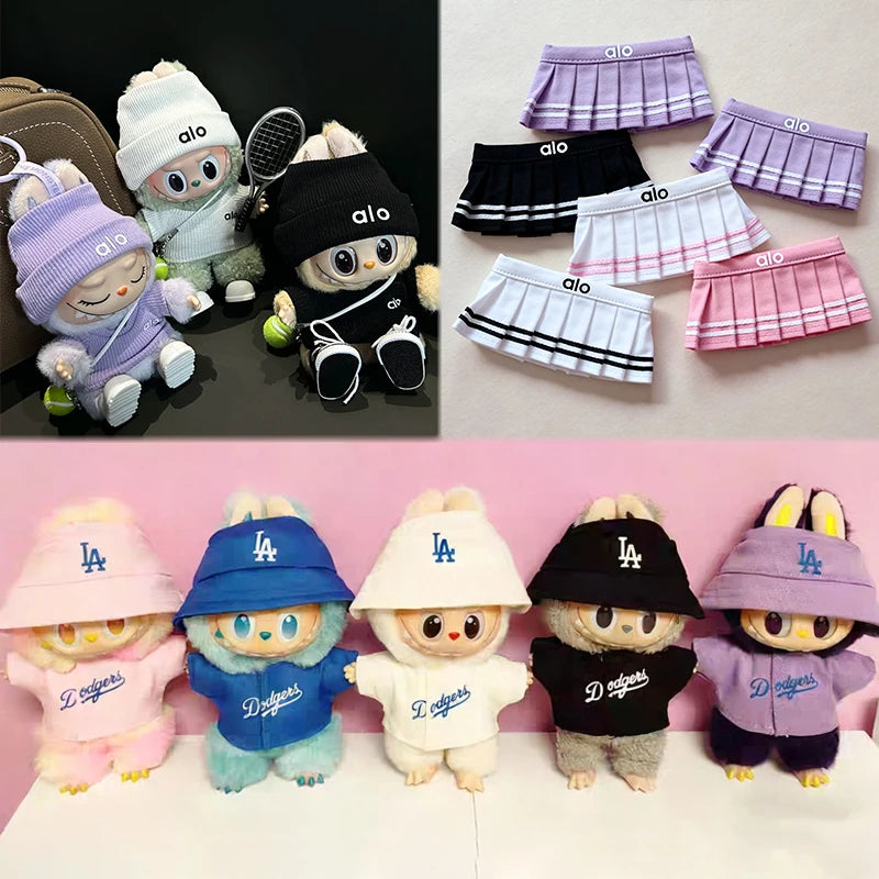 Labubu 15/17cm Doll Outfit Set – Baseball, Sweater & Skirt Doll Clothing Set Qst