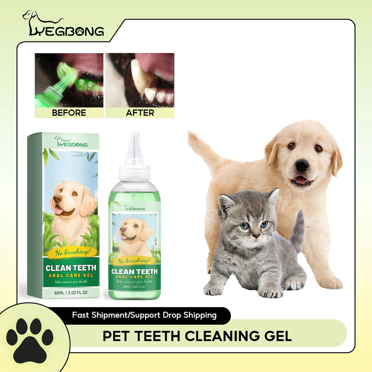 Pet Teeth Cleaning Gel – Dog & Cat Breath Freshener Pet Dental Gel Qme Default Title