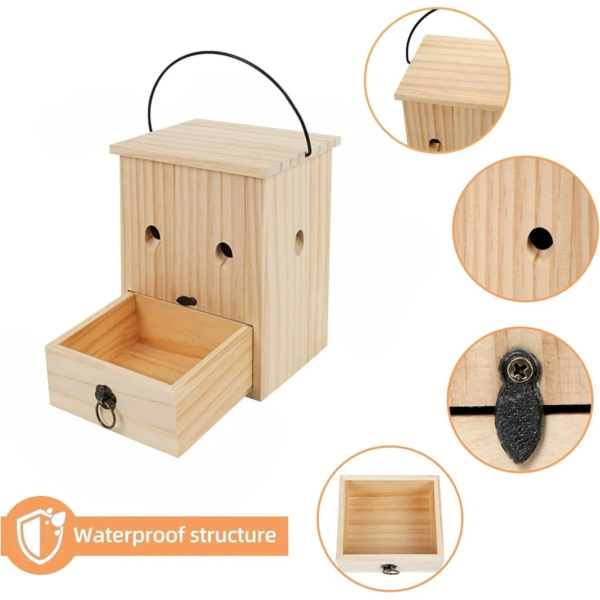Wooden Carpenter Bee Trap – Hanging Outdoor Insect Trap Bee Trap Qme