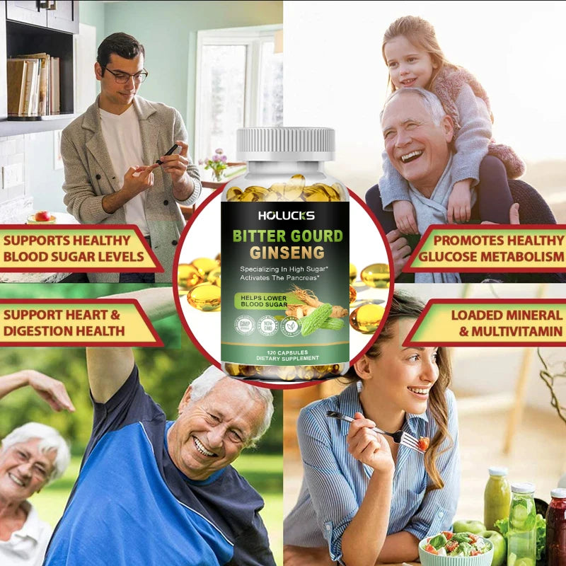 Bitter Melon & Ginseng Supplement 120 Capsules | Non-GMO Herbal Supplement Qst
