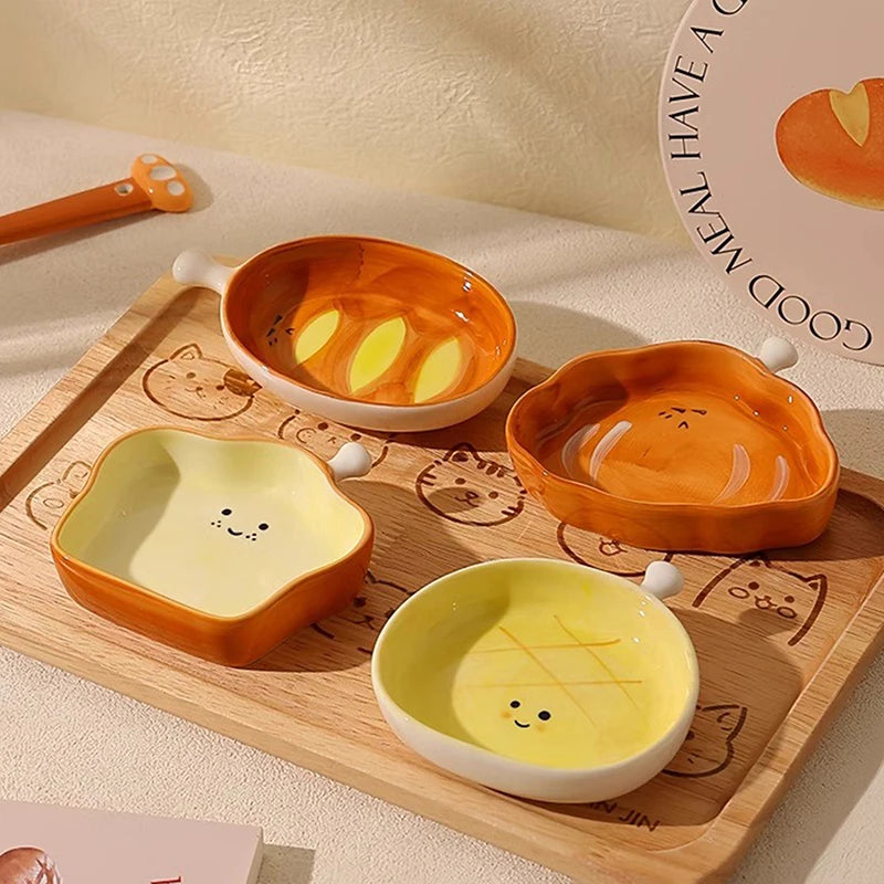 Ceramic Croissant Dipping Plate – Cute Dessert & Snack Dish Ceramic Dipping Plate Qst